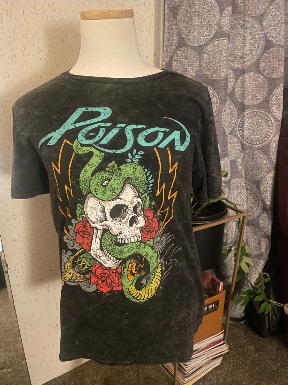 Poison Graphic Short Sleeve Tee - Black with Green Snake